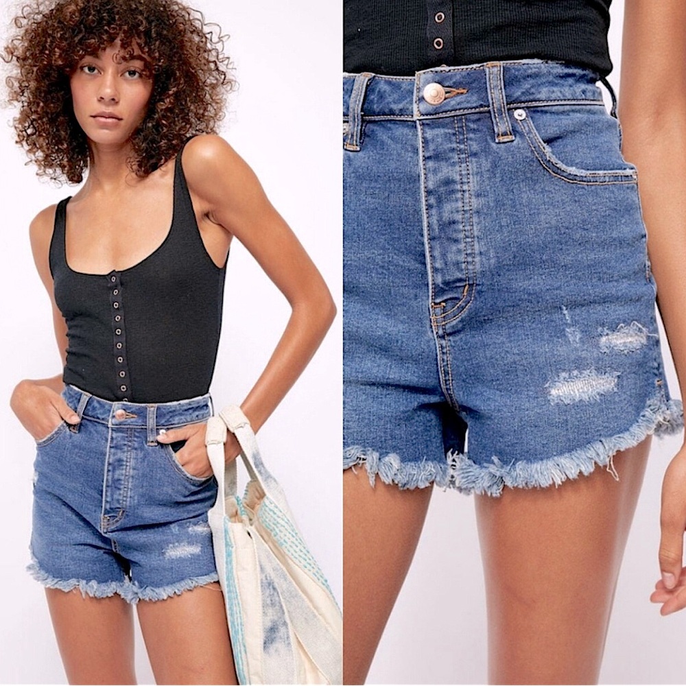 WE THE FREE Crvy High Waisted Denim Shorts
